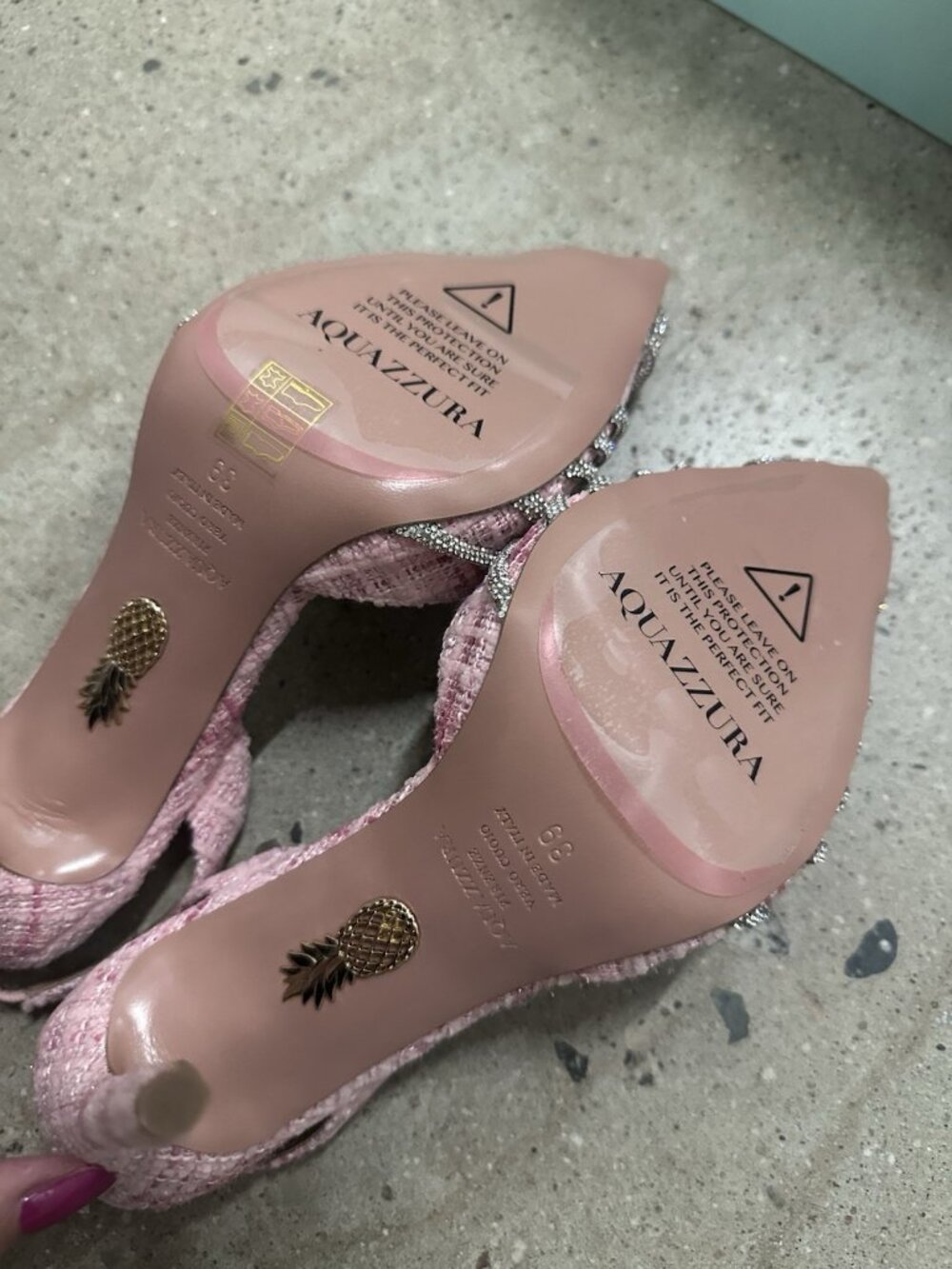 Aquazzura Gatsby 105 Slingback Pump Heels Macaron Pink - Picture 7 of 8